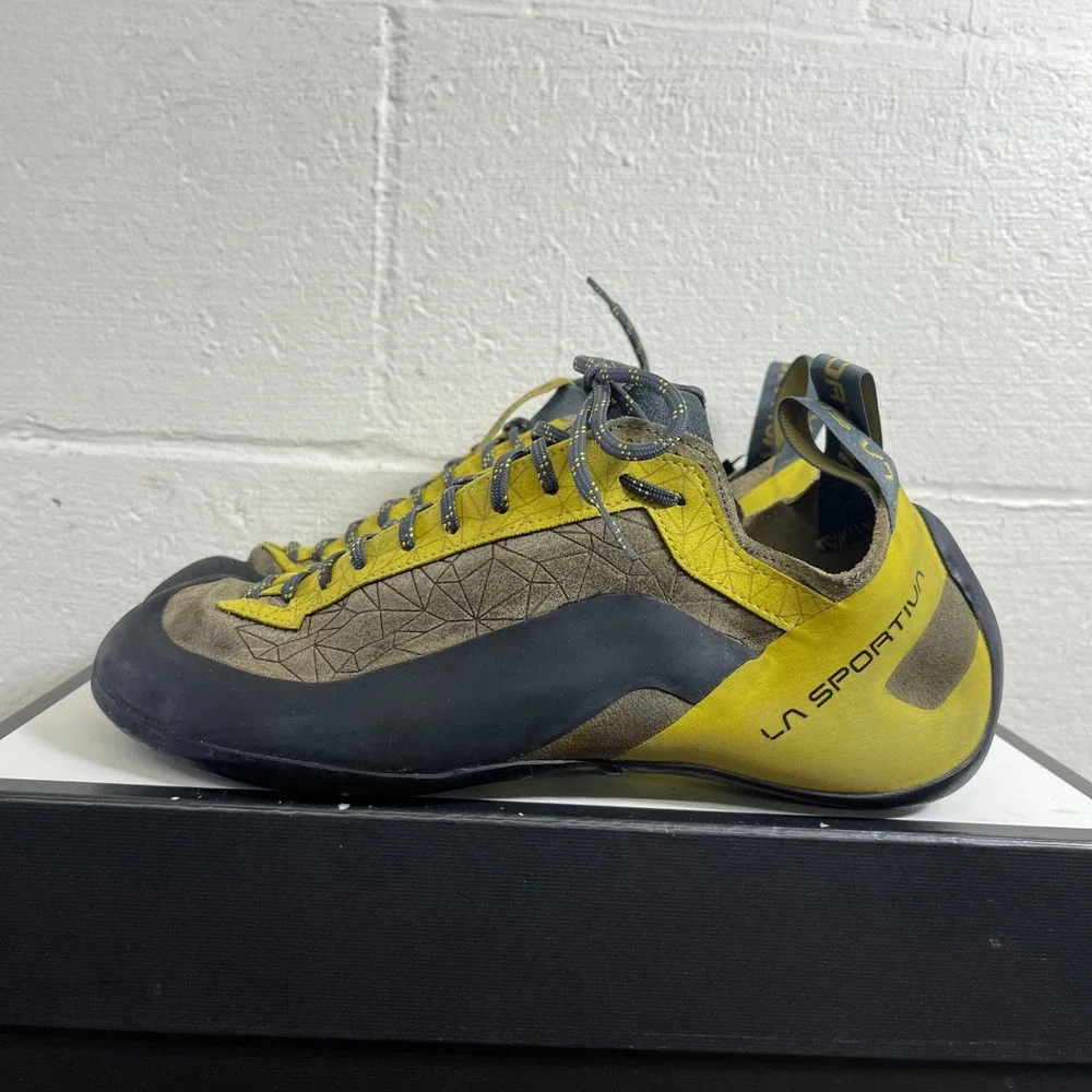 La Sportiva Finale Yellow Brown Black Rock Climbing Shoes‎ Lace up Men's 12.5 US